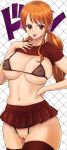 1girl big_breasts breasts brown_eyes didd_ley female_focus female_only looking_at_viewer mature mature_female nami nipples nipples_visible_through_clothing one_piece orange_hair smile solo_female solo_focus
