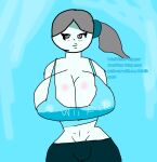  blue_shirt cherichou huge_breasts seductive_look white_skin wii_fit_trainer wii_fit_trainer_(female) 