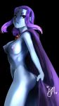  1girl alertmode breasts cape dc dc_comics female female_only forehead_jewel functionally_nude functionally_nude_female looking_at_viewer no_bra no_panties nude raven_(dc) short_hair solo standing superheroine teen_titans 