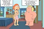  big_breasts blackzacek breasts cartoon_milf chris_griffin cmdrzacek comic dialogue family_guy fat_man forced imminent_rape incest lois_griffin mother_&amp;_son nipples pale_breasts penis pubic_hair red_hair surprised 