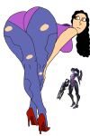 broken_pants connie_soto looking_at_another looking_back metalpipe55_(artist) overwatch sexy sexy_pose thighs waifuoc-verse widowmaker_(overwatch)