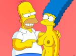  big_breasts breasts homer_simpson marge_simpson tagme the_simpsons yellow_skin 