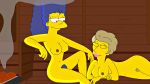  2girls blue_hair hair marge_simpson multiple_girls nude tagme the_simpsons yellow_skin 