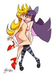 2girls ass bigdead93 breasts female_only high_heels long_hair multiple_girls nipples panties panty_&amp;_stocking_with_garterbelt panty_(psg) panty_anarchy shoes sister sisters stocking_(psg) stocking_anarchy stockings white_background yuri