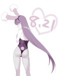  1girl akira_(natsumemo) animal_ears ass bare_shoulders blush bunny_ears bunny_tail bunnysuit contrapposto dated fake_animal_ears fake_tail fishnet_pantyhose fishnets from_behind gym_leader hairband long_hair monochrome natsume_(pokemon) pantyhose pokemon profile solo tail very_long_hair 