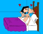 2020 aged_up bed black_hair blanket blue_background closed_eyes cute disney disney_channel hearts hugging isabella_garcia-shapiro kissing matiriani28 naked_female naked_male nude phineas_and_ferb phineas_flynn pillow red_hair sex_on_bed