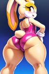  2000_post ass_focus bodysuit cream_the_rabbit female_only furry furry_female furry_only novelai 
