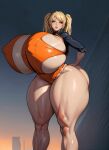  ai_generated beach bikini blonde_hair blue_eyes gigantic_ass gigantic_breasts hourglass_figure naruko naruto_shippuden stable_diffusion thicknesslord twin_tails 