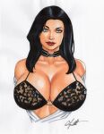 bra breasts chris_foulkes cleavage daikkenaurora huge_breasts lace-trimmed_bra mass_effect miranda_lawson
