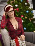  breasts christmas christmas_tree clothes glasses sydgrl3d 