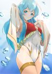  1girl 1girl alluring breasts eirika_(fire_emblem) fire_emblem green_hair high_res nintendo one-piece_swimsuit simple_background smile swimsuit 