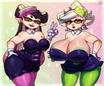  +_+ 2_girls accessory alluring areola areola_peek areola_slip beauty_mark big_ass black_hair bottom_heavy breast_size_difference bubble_butt callie_(splatoon) cleavage clothed clothing cross_pupils dat_ass detached_collar domino_mask dress duo ear_piercing earrings female_only gloves green_areola hair hair_accessory hair_ornament half-closed_eyes hand_on_ass hand_on_own_ass handwear hoop_earrings huge_ass humanoid_pointy_ears inkling long_hair looking_at_viewer madheaven marie_(splatoon) mask mask_(marking) mole mole_under_eye multicolored_hair multiple_girls narrowed_eyes nintendo open-mouth_smile open_mouth open_smile orange_eyes piercing pointy_ears pseudo_clothing purple_hair seductive seductive_look seductive_smile sexy sexy_ass sexy_body sexy_breasts short_hair smile smiling_at_viewer splatoon splatoon_(series) squid_sisters standing symbol-shaped_pupils tentacle_hair thicc thick thick_ass thick_thighs thighs three-quarter_portrait top_heavy two_tone_hair v v_sign white_gloves white_hair white_handwear wide_hips 