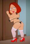  bra family_guy glasses high_heels huge_breasts meg_griffin stockings thighs thong 