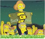 bdsm_outfit big_breasts bondage_outfit brown_hair brown_nipples carrying_partner earrings edit edited edna_krabappel nipples nude_edit open_clothes seymour_skinner short_hair smile spiked_collar the_simpsons