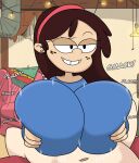 1boy 1girl aged_up alolanfirestone big_breasts breasts clothed female_focus nickelodeon older paizuri sid_chang the_loud_house