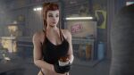  1boy 1girl aphy3d big_breasts big_penis bouncing_ass bouncing_breasts brigitte_(overwatch) brigitte_lindholm brown_eyes brown_hair bubble_butt doggy_position from_behind moaning overwatch thick_thighs vaginal_penetration 
