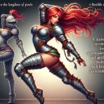 ai_generated armored_boots armored_gloves big_breasts blue_eyes female_knight helmet knight long_hair pose red_hair redhead