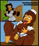  ape banana big_breasts bottomless brown_fur brown_nipples character_request eyes_rolled_back fruit_insertion fur furry grabbing_own_breast legs_spread lipstick masturbating_with_clothes masturbation nipple_slip nipples nurse nurse_ape_(the_simpsons) nurse_uniform object_insertion open_mouth parody planet_of_the_apes pleasure pleasure_face pleasured pussy_juice red_lipstick spread_legs the_simpsons tongue tongue_out wet_pussy 