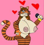 1girl 2023 anthro big_breasts blue_eyes breast_expansion breasts brown_hair cats_with_tits catswithtits couples dark_red_ginessan darkredginessan deviantart deviantart_username fanart heart kittentits love microphone milampitelly_ginessan milampitellyginessan naked_female no_bra no_panties no_shirt nude orange_body orange_skin pink_background pink_ears pink_nose pornography pussy the_tilampado_and_zhycip_show thetilampadoandzhycipshow tilampado_(series) winking
