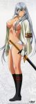  abstract_background anime breasts hentai ikkitousen nipples panties socks standing sword weapon 