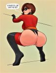  anus ass bodysuit helen_parr mask shaved_pussy squatting the_incredibles thigh_high_boots thighs torn_clothes 