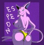 babe blush breasts creatures_(company) eeveelution eifie_(pokemon) espeon espeon_(pokemon) furry game_freak gen_2_pokemon looking_at_viewer looking_back nintendo pokemon pokemon_(anime) pokemon_(creature) pokemon_(game) pokemon_(species) psychic_type_pokemon purple purple_background purple_fur seductive smile standing tail zp92