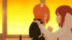  2girls animated anime ass big_breasts breasts classroom ecchi female gif kiss kissing multiple_girls sakura_trick skirt sunset twilight yuri 