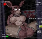  animatronic anus big_breasts breasts cheesecaked empty_eyes exposed exposing female five_nights_at_freddy&#039;s fox foxy_(fnaf) furry glowing glowing_eyes inside looking_at_viewer machine mammal mechanical presenting presenting_pussy pussy robot sharp_teeth smile solo spread_legs teeth text tongue 
