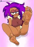 1girl barefoot cartoon_network enid enid_mettle eyes_half_open female_only foot_fetish foot_focus fur markings mr._chase_comix ok_k.o.!_let&#039;s_be_heroes pussy smile soles violet_hair