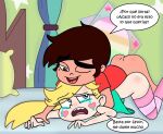  1boy 1girl ass blonde_hair blue_eyes brown_eyes brown_hair canon_couple comic crying marco_diaz sex sex_from_behind star_butterfly star_vs_the_forces_of_evil tears 