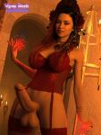 1futa 3d elyria_steele erection futa_only futanari garter_straps huge_breasts lena_(elyria_steele) lingerie magic magic_user nose_piercing red_hair red_lingerie solo_futa stockings