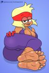 ass barefoot blonde_hair carol_kincaid cartoon_network cleavage eyes_half_open foot_fetish foot_focus jumpsuit mr._chase_comix ok_k.o.!:_let&#039;s_be_heroes open_mouth red_gloves red_headband soles toes