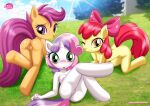 3girls anthro apple_bloom cutie_mark_crusaders equestria_untamed equine my_little_pony palcomix scootaloo sweetie_belle