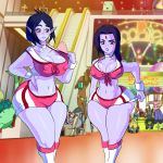 2_girls adult adventure_time ass belly big_ass big_breasts breasts clothes dc_comics dcau jay-marvel lips marceline midriff multiple_girls navel nipples pants raven_(dc) teen_titans wide_hips