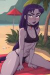 beach bulge cleavage erection fit_female futanari nail_polish necklace older older_female penis pervark purple_eyes purple_hair raven_(dc) small_breasts teen_titans young_adult young_adult_female young_adult_woman