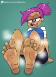  barefoot cartoon_network enid eyes_half_open foot_fetish mr._chase_comix ok_k.o.!:_let&#039;s_be_heroes open_mouth shorts soles solo_female sweaty sweaty_feet violet_hair 
