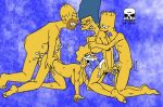  all_fours ass bart_simpson breast_grab breasts cum doggy_position family from_behind homer_simpson incest lisa_simpson marge_simpson nude orgy smile the_fear the_simpsons wince yellow_skin 
