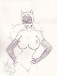  batman_(series) big_breasts breasts catwoman dc dc_comics jim_balent lipstick monochrome nipples pussy selina_kyle 