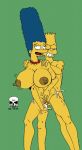  ahegao bart_simpson big_breasts breasts cum from_behind green_background grimace hands_on_shoulders incest marge_simpson nude pearls pussy the_fear the_simpsons yellow_skin 