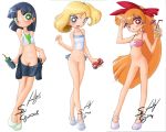 3_girls black_hair bleedman blonde_hair blossom_(ppg) blue_eyes bob_cut bottomless bubbles_(ppg) buttercup_(ppg) cartoon_network female_only green_eyes multiple_girls no_panties powerpuff_girls pussy red_eyes red_hair seiryuga siblings sisters swimsuit teen_blossom teen_bubbles teen_buttercup tied_hair twin_tails uncensored