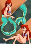  alluring bottomless comic disney feet fins fish fish_girl human legs mermaid naked_from_the_waist_down palcomix princess_ariel scales seashell_bra small_breasts the_little_mermaid transformation 