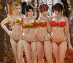 3d 4girls abs adeptusinfinitus alluring asian asian_female bedroom_eyes big_breasts bikini black_hair blender blonde_hair breasts brown_hair cleavage clothed crossover dancer dead_or_alive dead_or_alive_2 dead_or_alive_3 dead_or_alive_4 dead_or_alive_5 dead_or_alive_6 dead_or_alive_xtreme dead_or_alive_xtreme_2 dead_or_alive_xtreme_3_fortune dead_or_alive_xtreme_beach_volleyball dead_or_alive_xtreme_venus_vacation fatal_fury forest high_res kasumi kasumi_(doa) king_of_fighters mai_shiranui micro_bikini midriff momiji momiji_(ninja_gaiden) necklace outside ponytail posing red_hair sarah_bryant sega smile snk standing take_your_pick tecmo thighs thong thong_bikini under_boob virtua_fighter