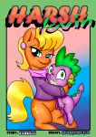  bottomless comic friendship_is_magic licking miss_harshwhinny my_little_pony pussy spike_(mlp) squirting tongue 