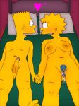  after_sex bart_simpson big_breasts brother_and_sister creampie cum cum_in_pussy hairy_pussy in_love incest large_areolae lisa_simpson lisalover looking_at_another love possible_impregnation sagging_breasts satisfied the_simpsons vaginal 