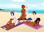 6girls absurd_res alternate_skin_color anoneysnufftan asphyxiation ass bandai_namco bare_breasts barefoot beach beach_towel biohazard blackwashed blonde_hair capcom cloud corpse cowboy_bebop crossover dark-skinned_female dead death dusk_(hex_girls) faye_valentine female_focus female_only hex_girls isabella_valentine jill_valentine killer_lotion long_hair luna_(hex_girls) lying_on_stomach multiple_girls punishment resident_evil sand scooby-doo scooby-doo_and_the_witch&#039;s_ghost sea short_brown_hair short_red_hair sky soul_calibur thorn_(hex_girls) toes twintails warner_brothers