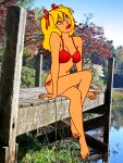 artist_request big_breasts blonde_hair character_request edit green_eyes kneeling looking_at_viewer pigtails skinny_dipping talking_to_viewer