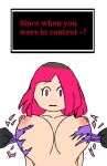bete_noire betty_noire big_breasts breasts brown_hair glitchtale nipples nude pink_eyes pink_hair scared shocked short_hair striped_clothes striped_clothing
