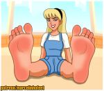  barefeet barefoot blonde_hair blue_eyes dc_comics farm_girl feet foot_fetish foot_focus kara_zor-el marcelinhofeet_(artist) overalls soles supergirl superman:_the_animated_series superman_(series) toes warner_brothers 