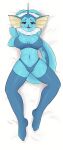  1girl big_ass big_breasts blue_skin cute dakimakura dirtyduckart lingerie posing seductive tail vaporeon 