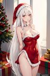 1girl ai_generated anime christmas christmas_outfit christmas_tree echidna_(re:zero) female_only re:zero_kara_hajimeru_isekai_seikatsu santa_costume santa_hat solo_female